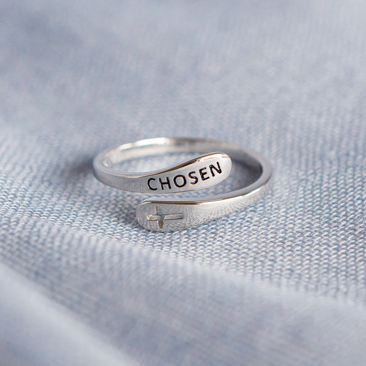 "Chosen" Sterling Silver Cross Adjustable Ring
