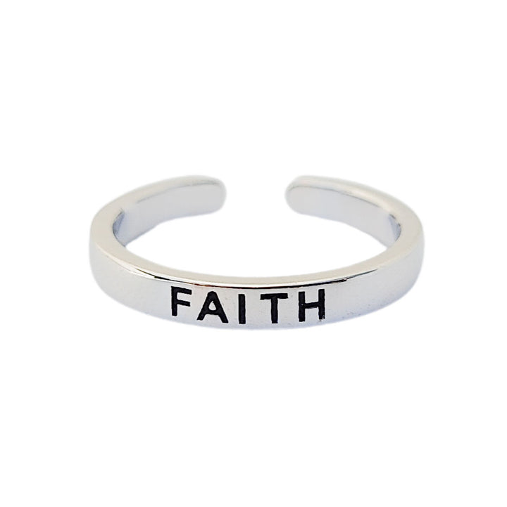 "FAITH" Imprint Sterling Silver Cross Ring