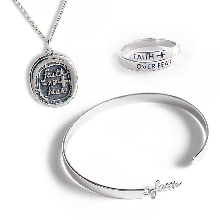 "FAITH" Sterling Silver Charm Bracelet