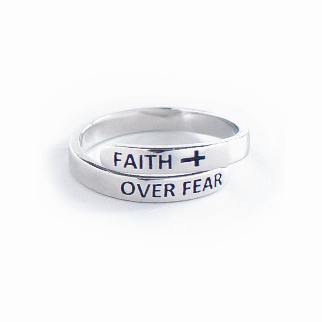 "FAITH OVER FEAR" Sterling Silver Cross Ring (BEST SELLER)