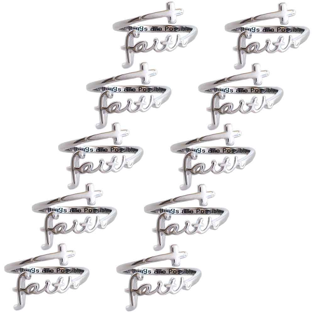 "FAITH" Script Sterling Silver Cross RingN Always Blessed