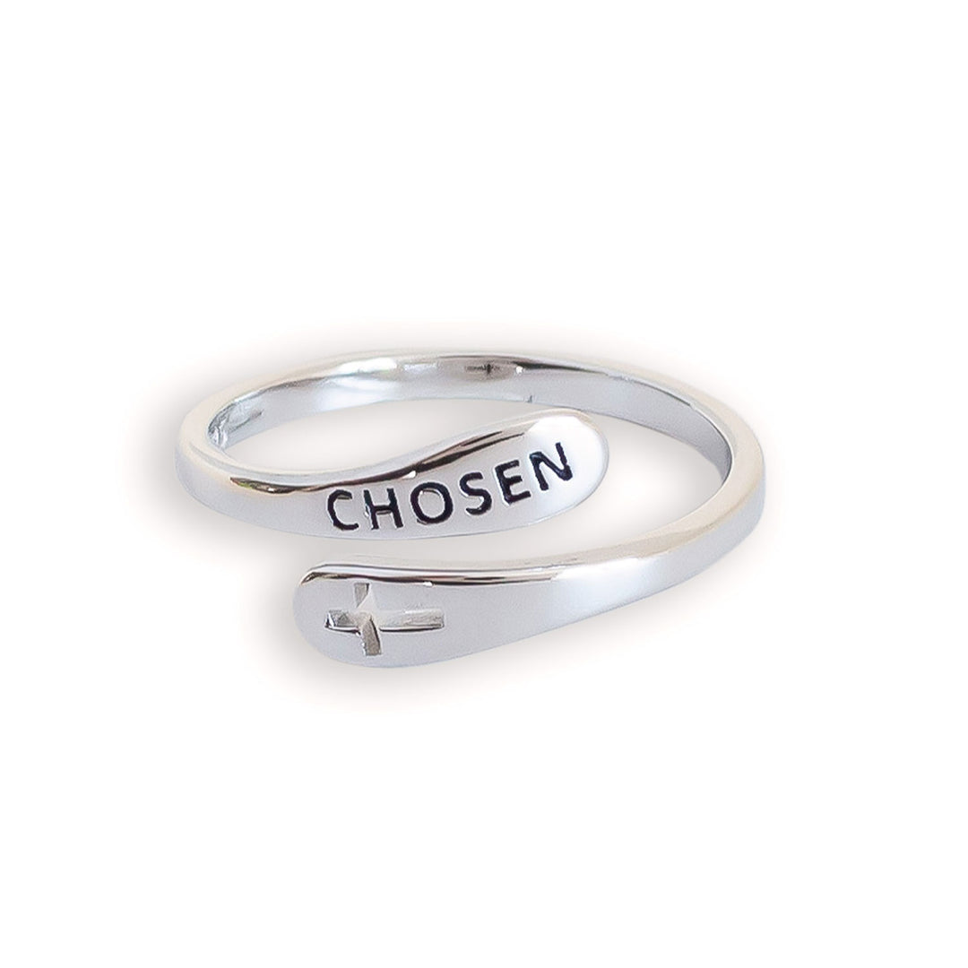 "Chosen" Sterling Silver Cross Adjustable Ring