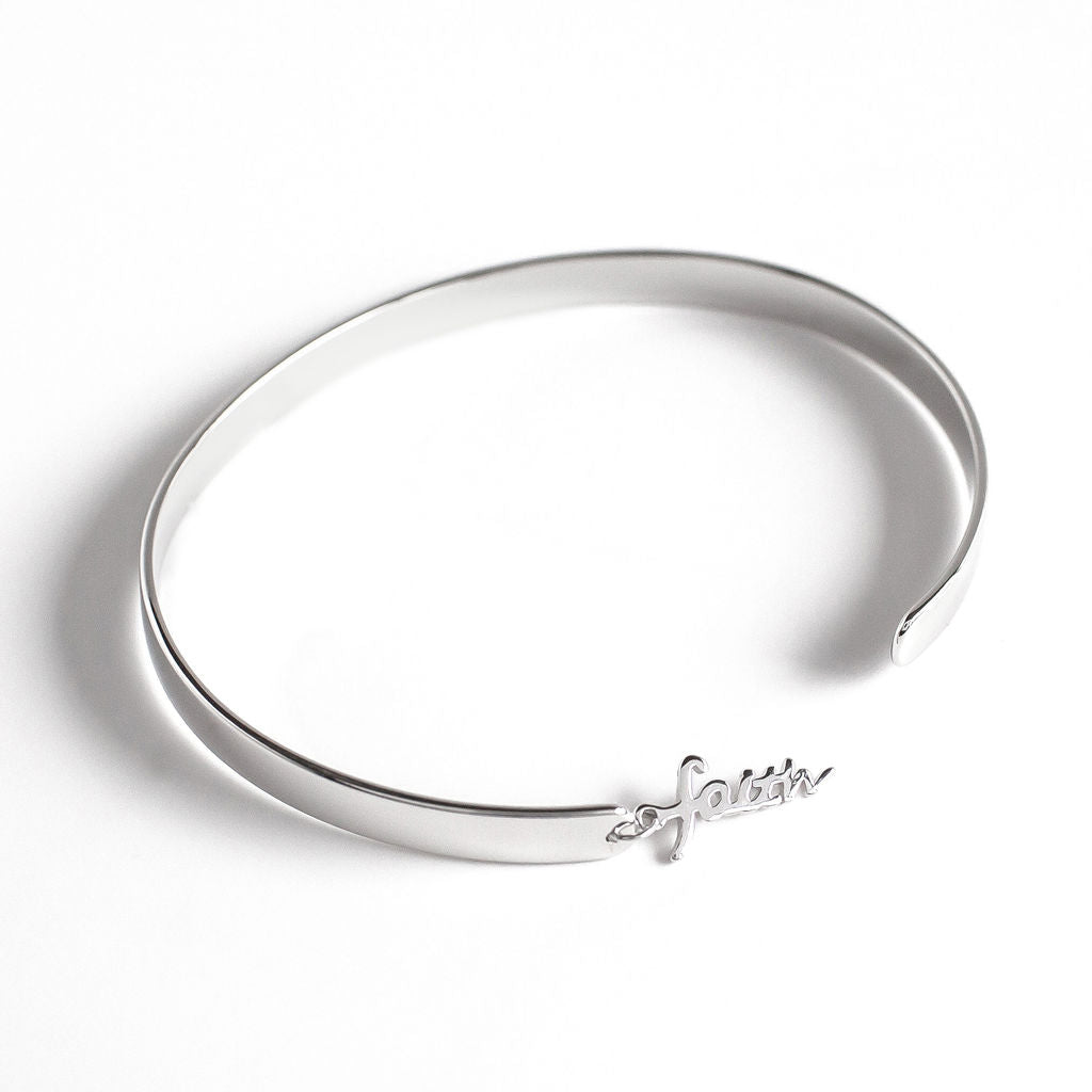 "FAITH" Sterling Silver Charm Bracelet