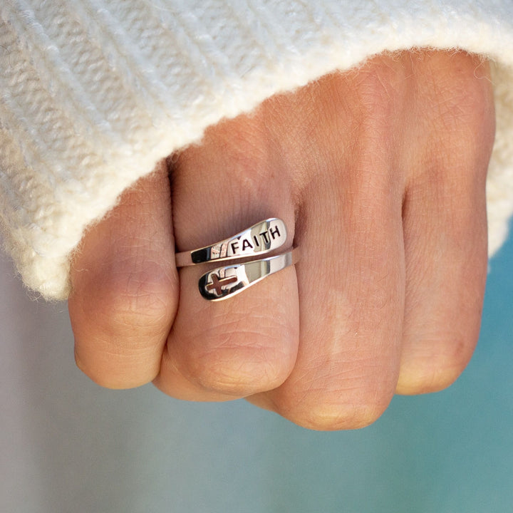 "FAITH" Sterling Silver Cross Ring