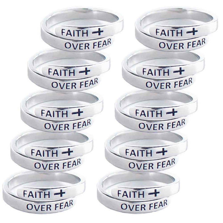 "FAITH OVER FEAR" Sterling Silver Cross Ring (BEST SELLER)